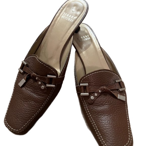 Stewart Weizman brown leather mule. Size 7 1/2 - Picture 1 of 6